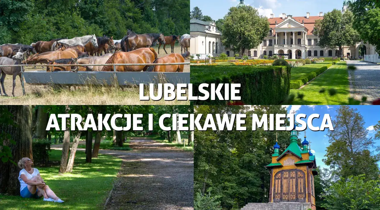 Mapa turystyczna wojew&oacute;dztwa lubelskiego z zaznaczonymi atrakcjami